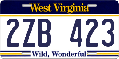 WV license plate 2ZB423