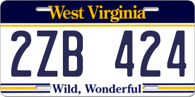 WV license plate 2ZB424