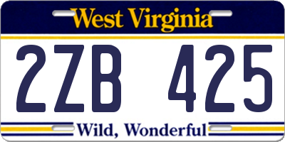 WV license plate 2ZB425