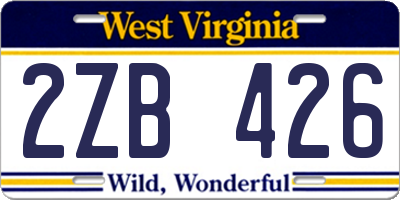WV license plate 2ZB426