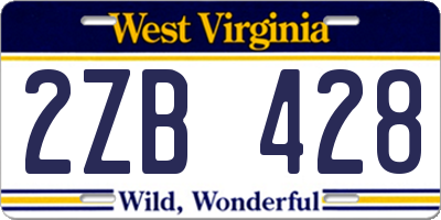 WV license plate 2ZB428