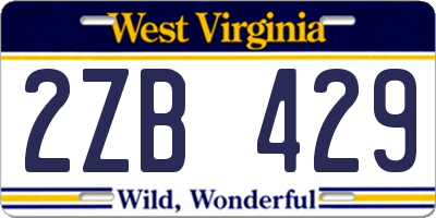 WV license plate 2ZB429