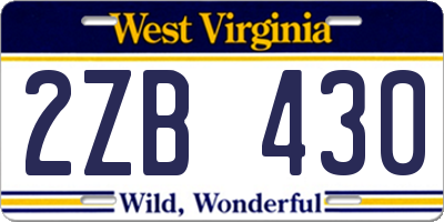 WV license plate 2ZB430