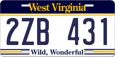 WV license plate 2ZB431