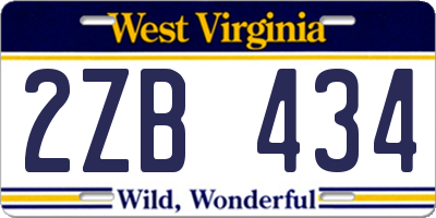 WV license plate 2ZB434