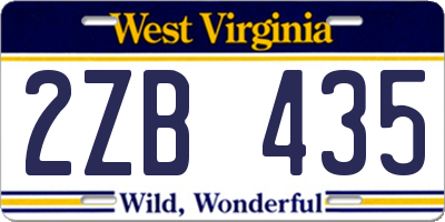 WV license plate 2ZB435