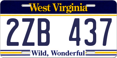 WV license plate 2ZB437