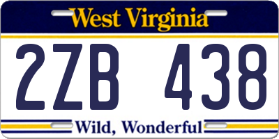 WV license plate 2ZB438