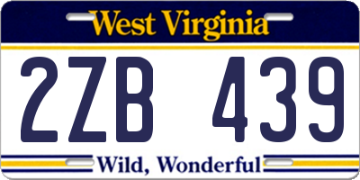 WV license plate 2ZB439