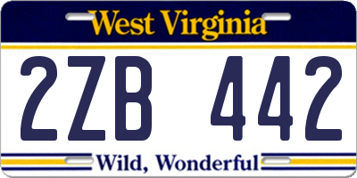 WV license plate 2ZB442