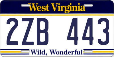 WV license plate 2ZB443