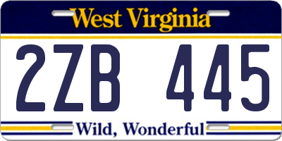 WV license plate 2ZB445