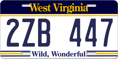 WV license plate 2ZB447
