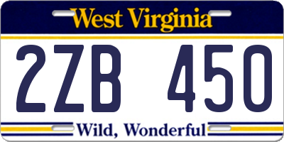 WV license plate 2ZB450