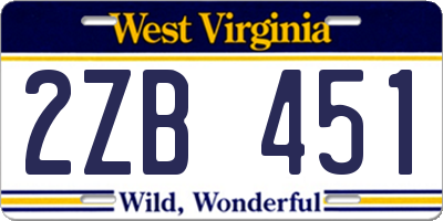 WV license plate 2ZB451