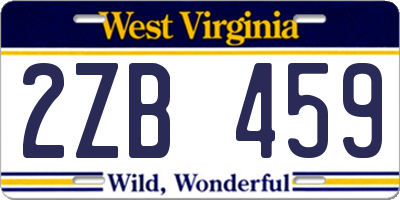 WV license plate 2ZB459