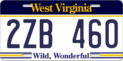 WV license plate 2ZB460