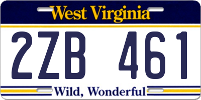 WV license plate 2ZB461