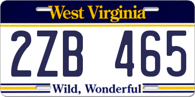 WV license plate 2ZB465