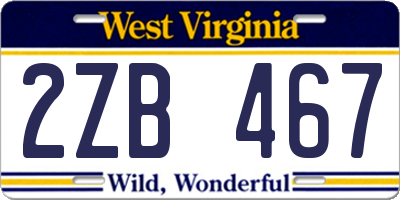 WV license plate 2ZB467