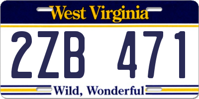 WV license plate 2ZB471