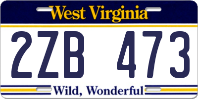 WV license plate 2ZB473