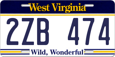 WV license plate 2ZB474