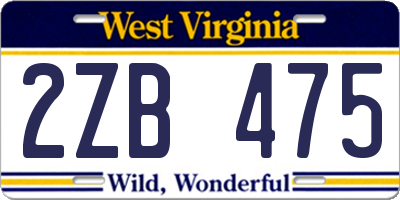 WV license plate 2ZB475