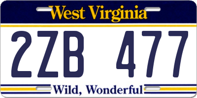 WV license plate 2ZB477