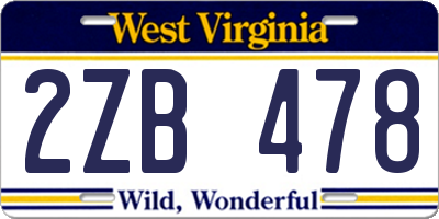 WV license plate 2ZB478