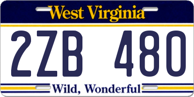 WV license plate 2ZB480