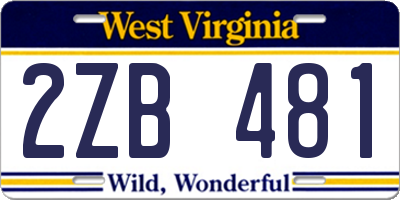 WV license plate 2ZB481