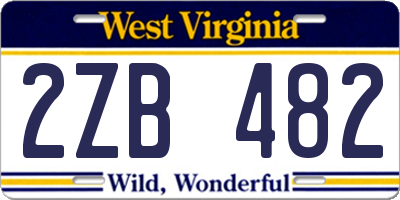 WV license plate 2ZB482