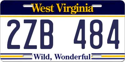 WV license plate 2ZB484