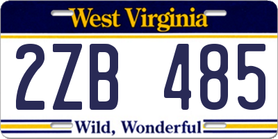 WV license plate 2ZB485