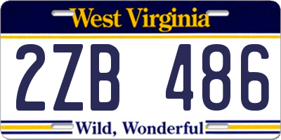 WV license plate 2ZB486