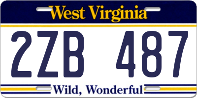 WV license plate 2ZB487