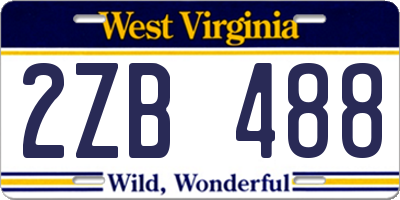 WV license plate 2ZB488