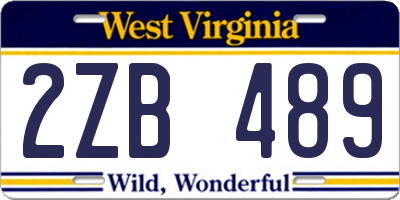 WV license plate 2ZB489
