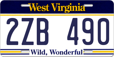 WV license plate 2ZB490