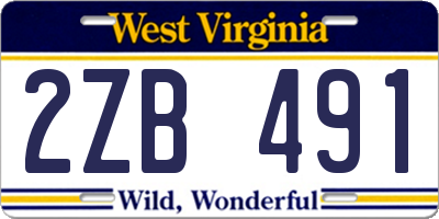 WV license plate 2ZB491