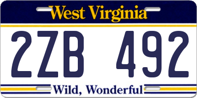 WV license plate 2ZB492
