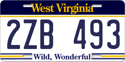 WV license plate 2ZB493