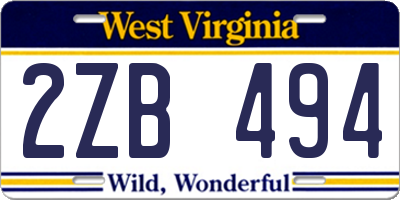 WV license plate 2ZB494