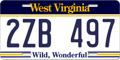 WV license plate 2ZB497