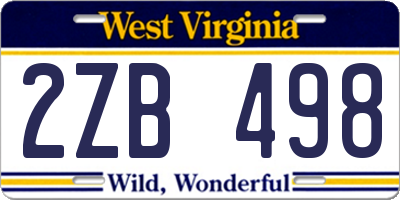 WV license plate 2ZB498