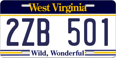 WV license plate 2ZB501
