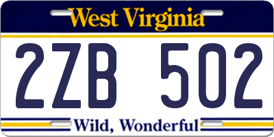 WV license plate 2ZB502