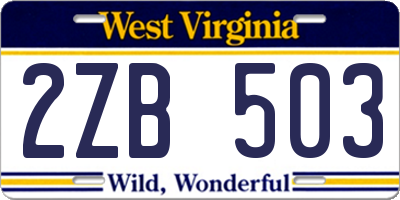WV license plate 2ZB503