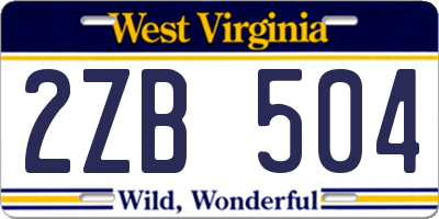 WV license plate 2ZB504